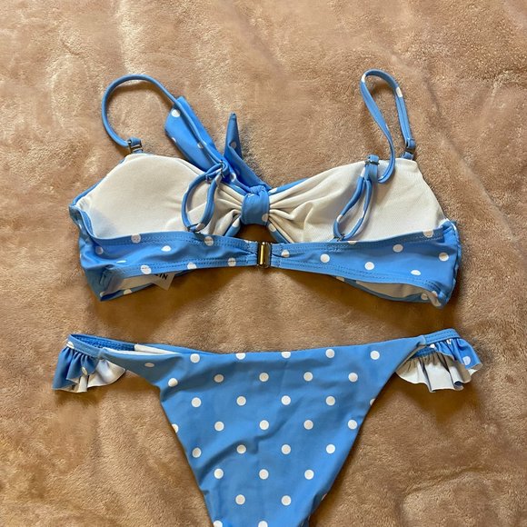 Polka Dot Tie Front Bikini Top - Picture 6 of 7